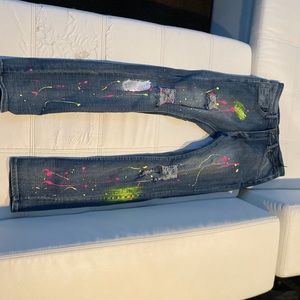 Paint splatter designer denim